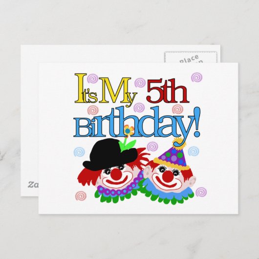 間抜けピエロ第5誕生日Tシャツとギフト ポストカード (正面/裏面)