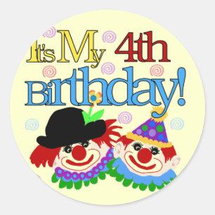 間抜けピエロ4th誕生日Tシャツとギフト ラウンドシール