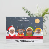 間抜けファミリーアズサンタトナカイ小妖精や小人エンジェルフォト シーズンカード (スタンド正面)