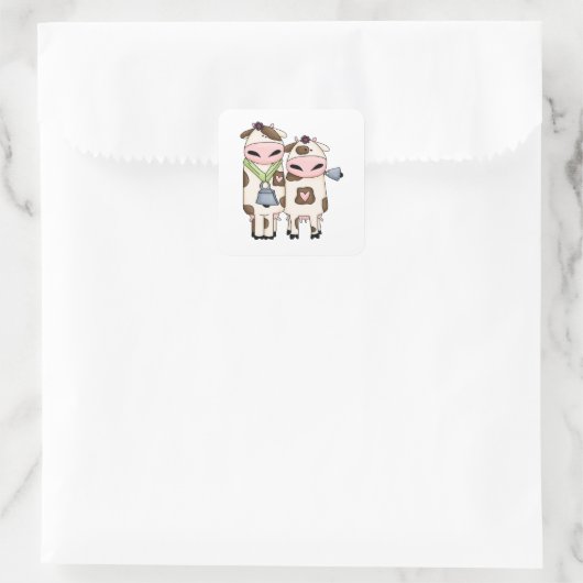 間抜けモー牛夫婦の漫画 スクエアシール (バッグ)