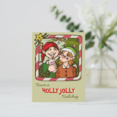 間抜け小妖精や小人休日/クリスマスカード シーズンポストカード (スタンド正面)