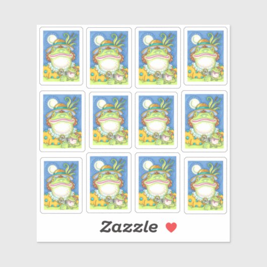 間抜け母おもしろいカエルのリリスと可愛い子孫 シール (シート)