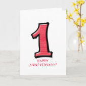 間抜け番号1赤のアニバーサリーカード カード (黄色い花)