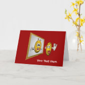 間抜け顔イン鏡おもしろいフォト カード (黄色い花)