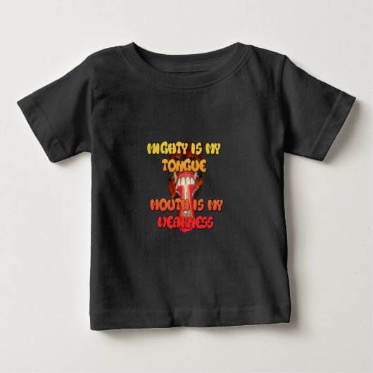 間抜け顔:舌を使わない表現ユーモア ベビーTシャツ (正面)