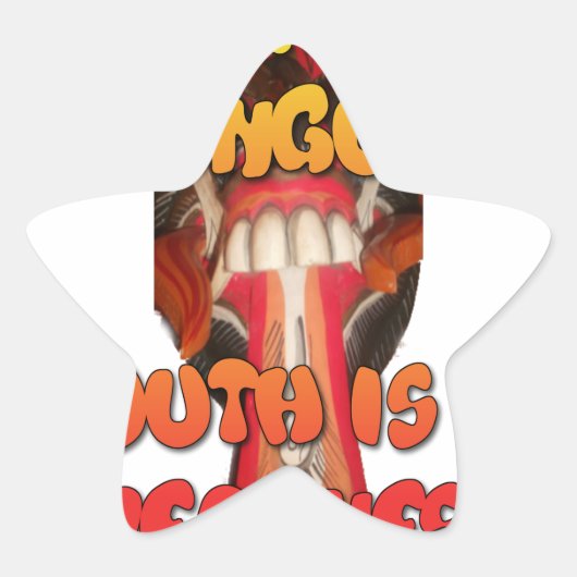 間抜け顔：舌を使わない表現ユーモア 星シール (正面)