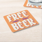 間抜け&キチ無料ビール スクエアペーパーコースター (アングル)