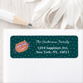 間抜けcheshire cat dark green christmas address ラベル