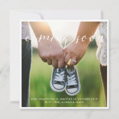 間来もなくシンプルの妊娠発表 案内状 (正面)