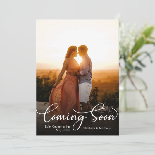 間来もなく写真妊娠の告知カード 招待状 (スタンド正面)