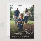 間来もなく写真妊娠の告知カード 招待状 (正面)