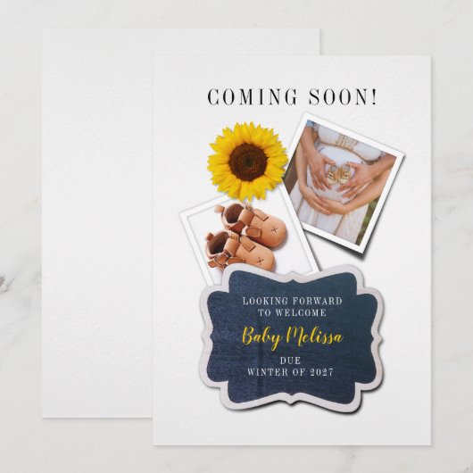 間来もなく妊娠 案内状 (正面/裏面)