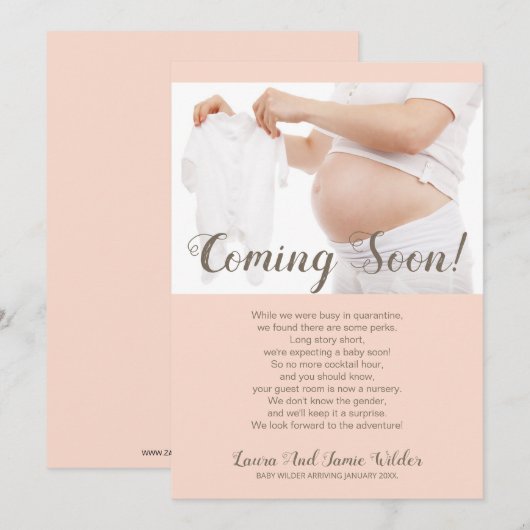 間来もなく妊娠 案内状 (正面/裏面)