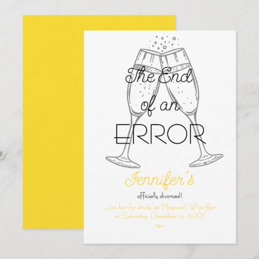 間違いの終わりシャンパンパーティー離婚 招待状 (正面/裏面)