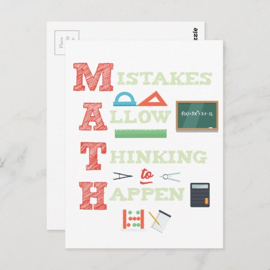 間違いは考える数学の先生を起こす ポストカード (正面/裏面)