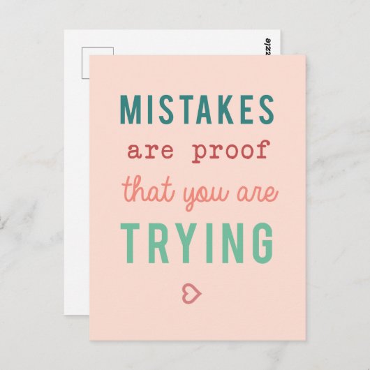 間違いは証拠の試行中のやる気を起こさせる引用文の場所 ポストカード (正面/裏面)