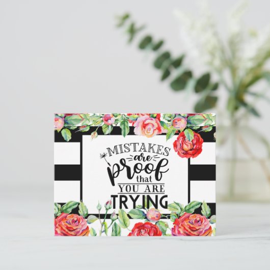 間違いは証明されている赤いバラのギフトを試している ポストカード (スタンド正面)