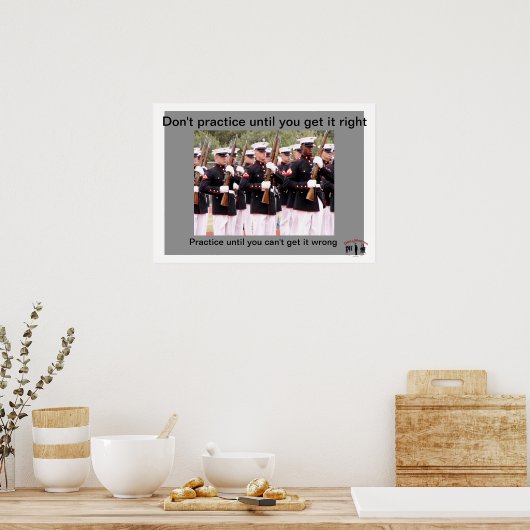 間違いを得られないまで練習しなさい ポスター (キッチン)