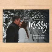 間違いメリーなく冬の結婚式は日付を保存 アクリル招待状 (正面)