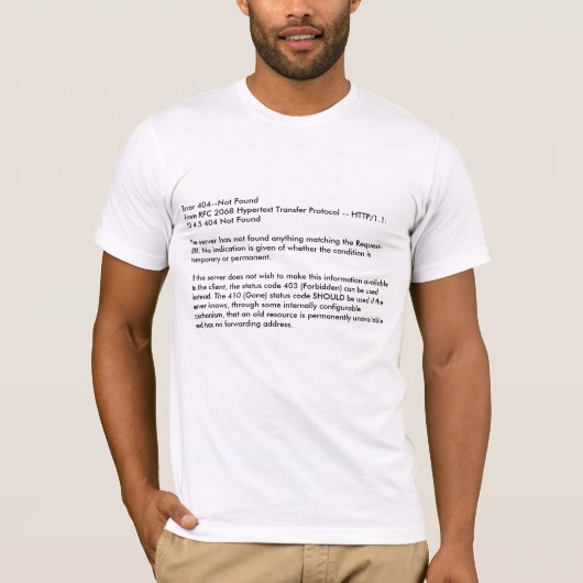 間違い404--ないFoundFrom RFCの2068年のハイパーテキストTra… Tシャツ (正面)