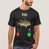 間違えた電話にクスクス Fih 着信拒否 Funny Phone Call Tシャツ (正面)