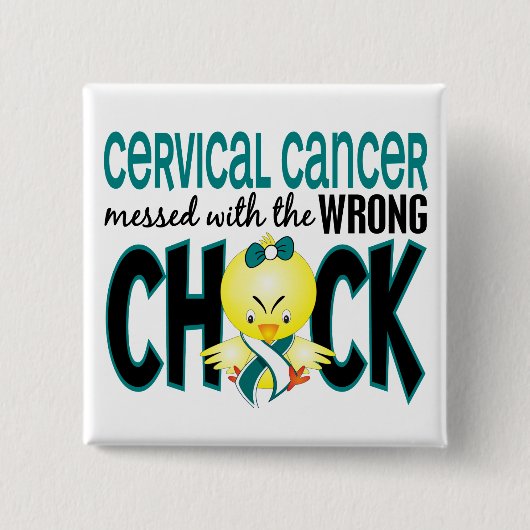 間違ったひよこと台なしになる子宮頸癌・ 缶バッジ (正面)