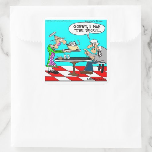 間違ったコーヒおもしろいー牛の漫画のギフト&ティー スクエアシール (バッグ)