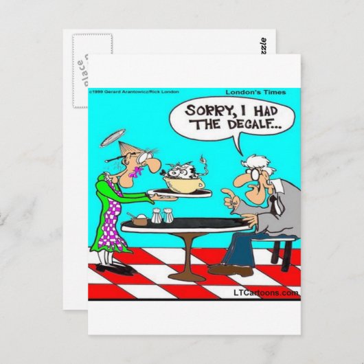 間違ったコーヒおもしろいー牛の漫画のギフト&ティー ポストカード (正面/裏面)