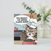 間違ったフレーバー猫の食べ物の漫画 ポストカード (スタンド正面)