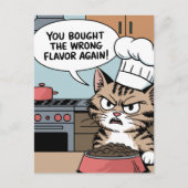 間違ったフレーバー猫の食べ物の漫画 ポストカード (正面)