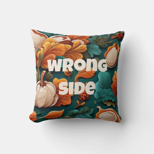 間違った側の装飾的な緑がかった秋 クッション (正面)