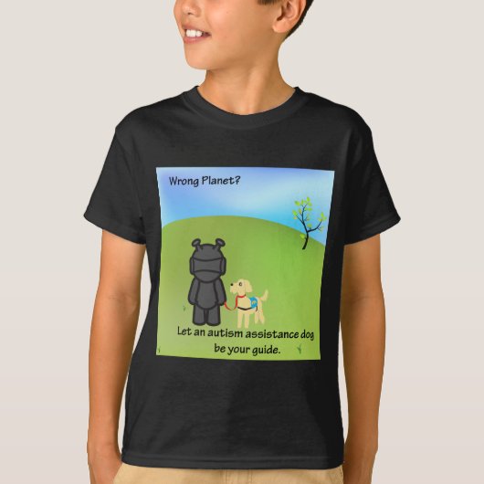 間違った惑星か。 自閉症の援助犬 Tシャツ (正面)