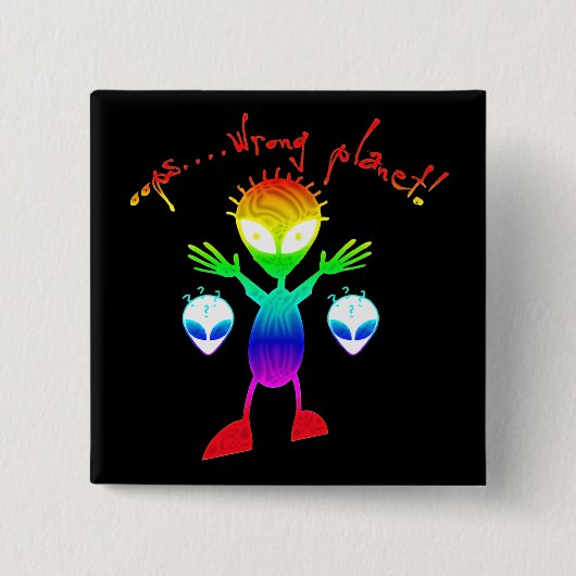 間違った惑星のエイリアンボタン 缶バッジ (正面)