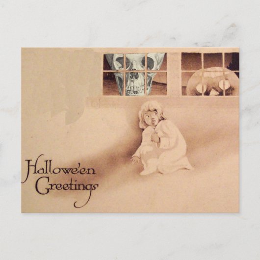 間違った肩…スカルハロウィーンのカボチャのちょうちんモンスター ポストカード (正面)