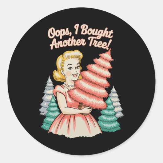 間違ってまた木を買っちゃった おかしいクリスマス ラウンドシール (正面)