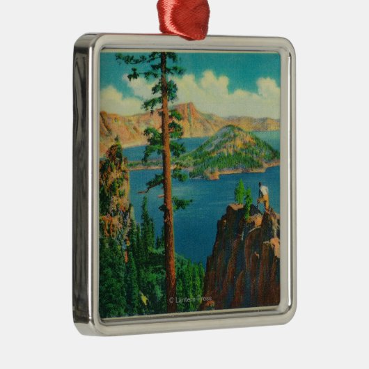 間隔で魔法使いの島を示すcrater湖 メタルオーナメント (右)