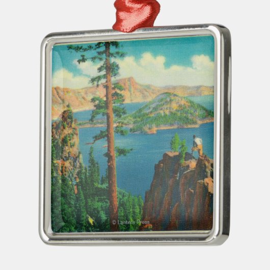 間隔で魔法使いの島を示すcrater湖 メタルオーナメント (左)