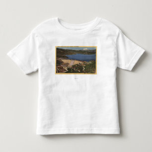 間隔のダム、湖、及びMt. Shastaの眺め トドラーTシャツ
