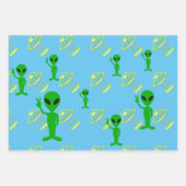 間隔の空いたエイリアン宇宙船ラッピング紙 ラッピングペーパーシート (正面2)