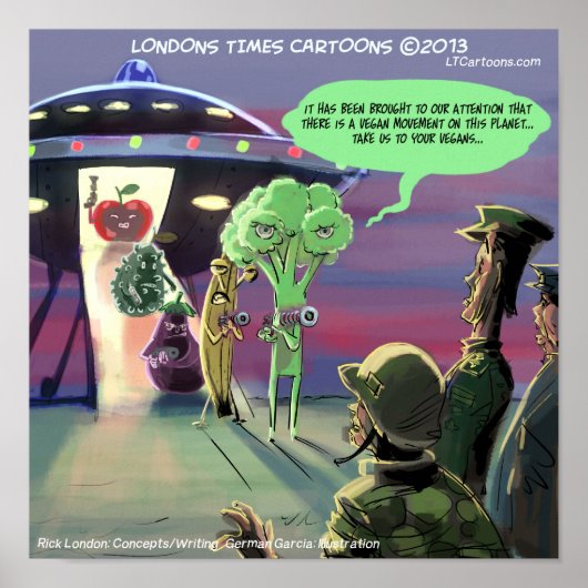 間隔を置いたビーガンおもしろいポスター ポスター (正面)