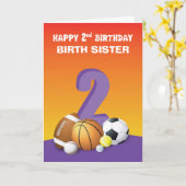関カスタム係誕生姉妹少女2歳誕生日 カード (黄色い花)