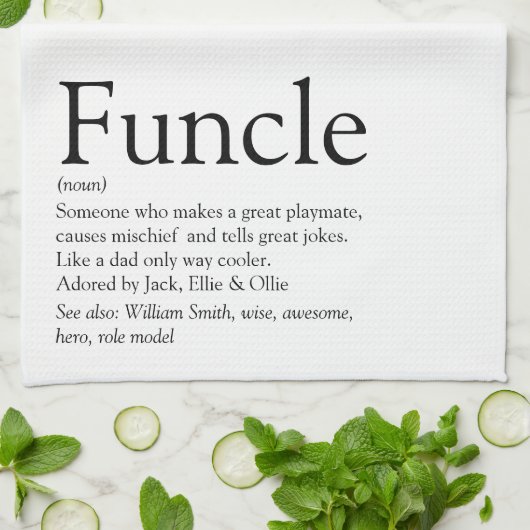 関数、叔父の定義ブラックとホワイト キッチンタオル (折り畳み)