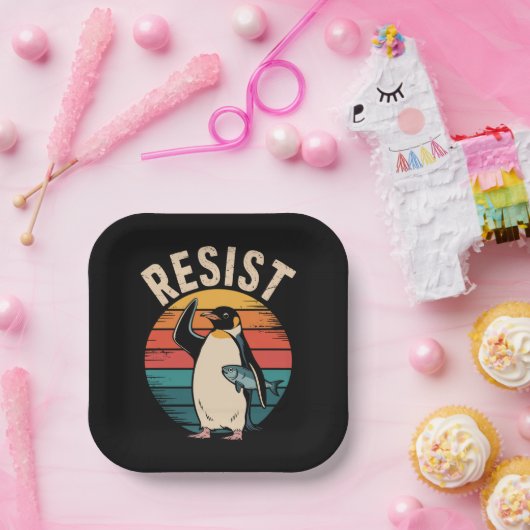 関税おもしろいに反対するペンギン ペーパープレート (パーティー)