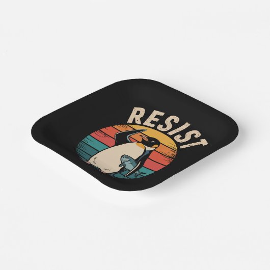 関税おもしろいに反対するペンギン ペーパープレート (傾斜あり)