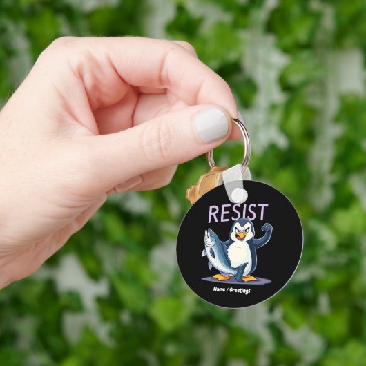 関税おもしろいに抗議するペンギンに抵抗する キーホルダー (手)