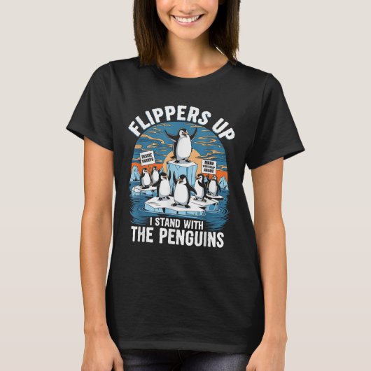 関税おもしろいに抗議するペンギンに抵抗する Tシャツ (正面)