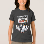 関税おもしろい反対の抗議ペンギン トライブレンドＴシャツ (正面)