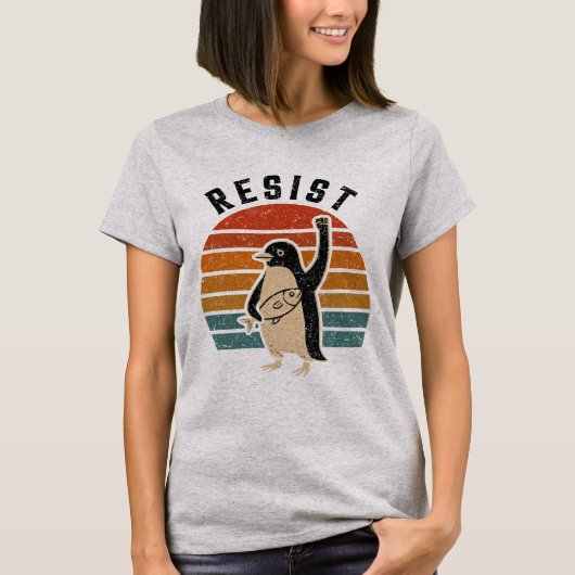 関税に抗議するペンギンに抵抗する Tシャツ (正面)