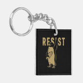 関税に抗議するペンギンに抵抗 キーホルダー (正面左)