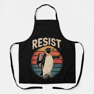 関税に抗議するペンギン レトロかわいい抗議デザイン エプロン